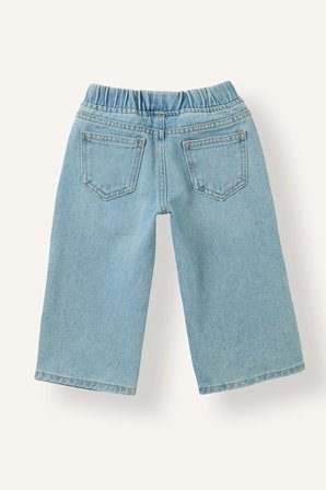 DeFacto %100 Pamuk Wide Leg Beli Lastikli Bağcıklı Jean Pantolon Kız Bebek H7103A526AUNM39