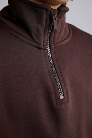 Oversize Yarım Fermuarlı Dik Yaka Sweatshirt Erkek Çocuk
