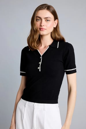 Defacto G9226AXBK81 Siyah Ultra Yumuşak Regular Fıt Polo Yaka Kısa Kollu Tişört