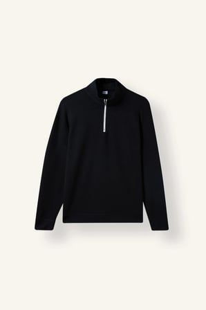 Defacto I0571AXBK81 Siyah Standart Fit Dik Yaka Yarım Fermuarlı Basic Sweatshirt