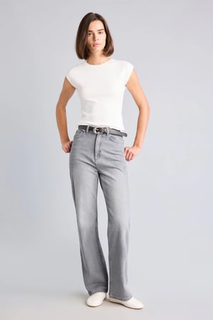 90's Wide Leg Yüksek Bel Yıkamalı Jean Pantolon
