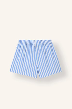 %100 Pamuk Regular Fit Normal Bel Çizgili Poplin Şort Pijama Altı