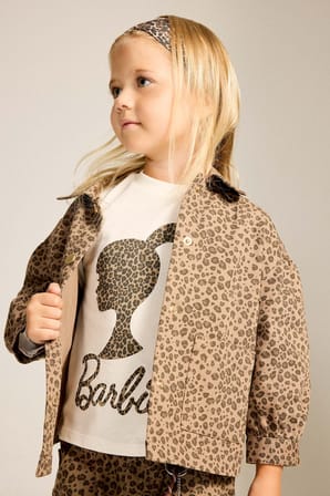 %100 Pamuk Leopar Desenli Gabardin Uzun Kollu Ceket Gömlek Kız Bebek