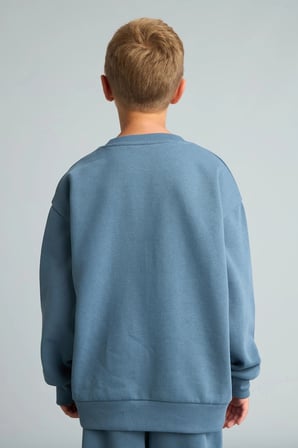 Defacto H9683A8BE739 Mavi Bisiklet Yaka Efekt Nakışlı Sweatshirt Erkek Çocuk