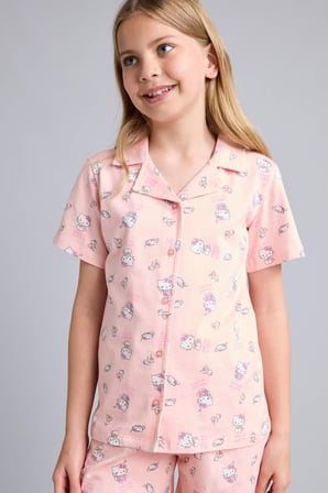 DeFacto %100 Pamuk Kısa Kollu Pijama Üst Şort Pijama Alt 2'li Pijama Takımı Kız Çocuk H2765A826SPPN125