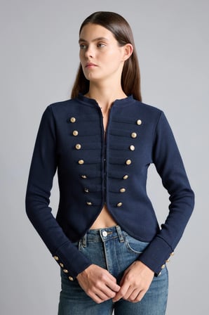 Fıtted Bisiklet Yaka Fermuarlı Crop Napolyon Hırka