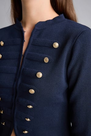 Fıtted Bisiklet Yaka Fermuarlı Crop Napolyon Hırka