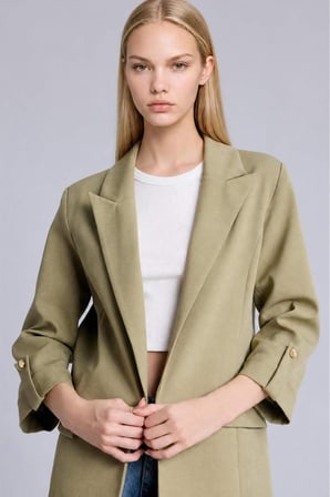 DeFacto Oversıze Basic Blazer Haki Ceket C3215AX26AUKH462