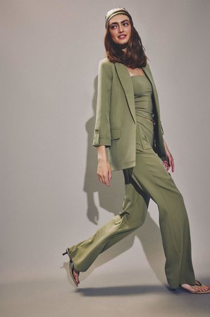 DeFacto Oversıze Basic Blazer Haki Ceket C3215AX26AUKH462