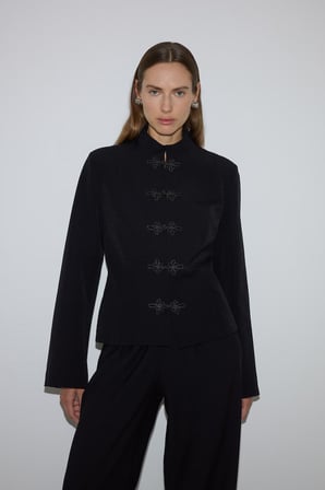 Regular Fıt Desenli Dokuma Düğmeli Blazer Ceket
