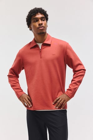 Standart Fit Polo Yaka Yarım Fermuarlı Modal Uzun Kollu Basic Sweatshirt