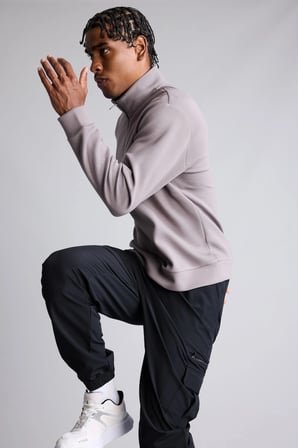Defacto H6165AXGR539 Gri Ultra Yumuşak Standart Fit Dik Yaka Yarım Fermuarlı Modal Basic Sweatshirt