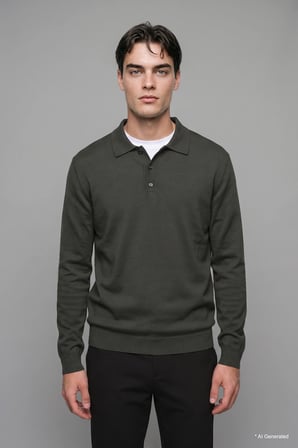 Standart Fit Düğmeli Polo Yaka Triko Basic Kazak