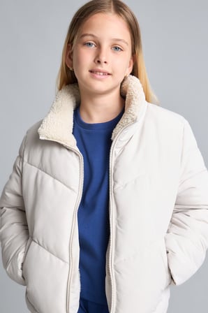 Yarım Balıkçı Yaka Mont Kız Çocuk