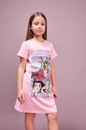 DeFacto Kpop - Demon Hunters Kısa Kollu Elbise Kız Çocuk H8109A826SMPN636
