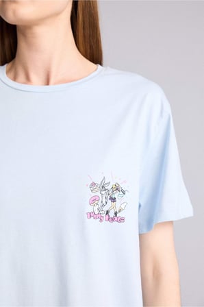Looney Tunes Regular Fıt Bisiklet Yaka Kısa Kollu Elbise