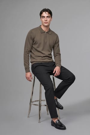 Standart Fıt Polo Yaka Triko Kazak