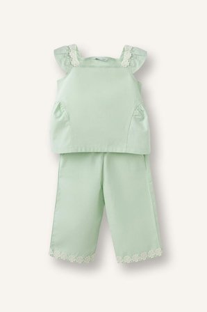 DeFacto Floral Keten Görünümlü 2'li Takım Kız Bebek H4734A526SMGN1139