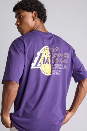NBA Los Angeles Lakers Oversıze Bisiklet Yaka Kısa Kollu Tişört