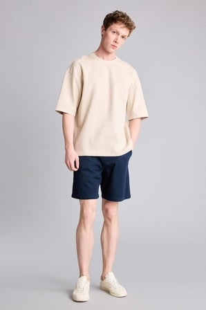 Loose Fit Bisiklet Yaka Kısa Kollu Ağır Kumaş Basic Tişört
