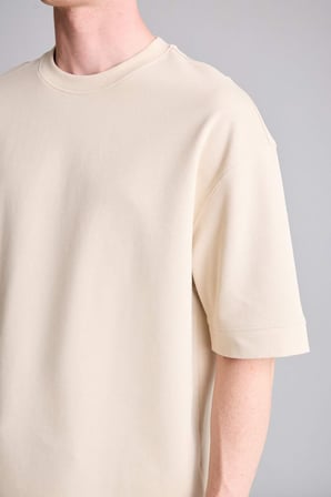 Loose Fit Bisiklet Yaka Kısa Kollu Ağır Kumaş Basic Tişört