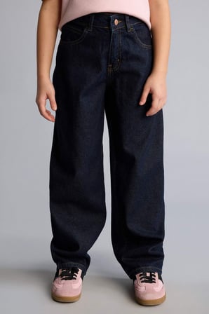 DeFacto %100 Pamuk Baggy Fıt Jean Pantolon Kız Çocuk H6075A826SPNM34