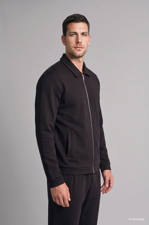 Regular Fit Polo Yaka Fermuarlı Basic Sweatshirt Hırka