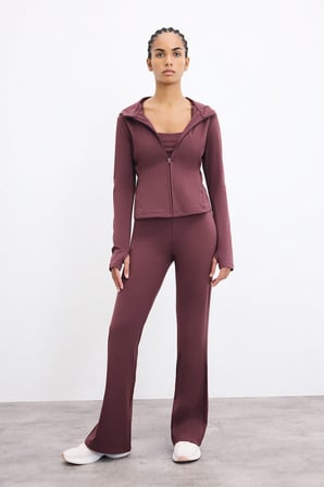 DeFacto Sıcak Tutan Slım Fıt Kapüşonlu İçi Yumuşak Tüylü Fermuarlı Uzun Kollu Sporcu Sweatshirt Hırka H5289AX26AUBR93