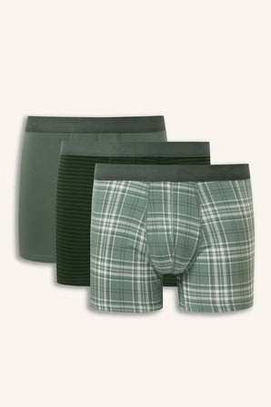 Regular Fıt Desenli Beli Lastikli 3'lü Boxer