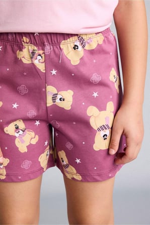 %100 Pamuk Kpop - Demon Hunters Relax Fıt 2'li Pembe Pijama Takımı Kız Çocuk