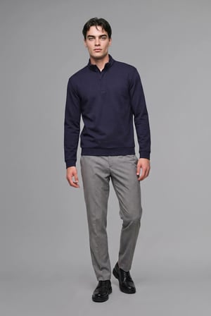 Defacto F2821AXNV246 Lacivert Regular Fıt Dik Yaka Yarım Fermuarlı Sweatshirt