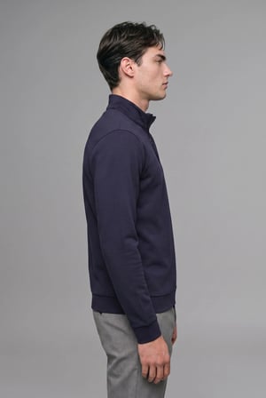 Defacto F2821AXNV246 Lacivert Regular Fıt Dik Yaka Yarım Fermuarlı Sweatshirt