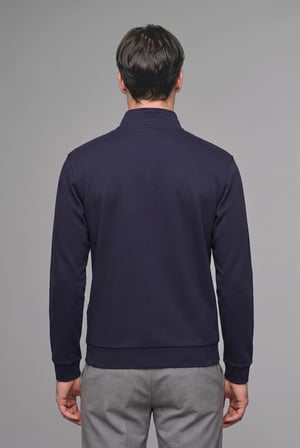 Defacto F2821AXNV246 Lacivert Regular Fıt Dik Yaka Yarım Fermuarlı Sweatshirt
