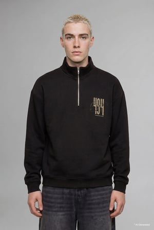 Defacto H3867AXBN337 Kahve Boxy Fit Yarım Fermuarlı Baskılı Sweatshirt