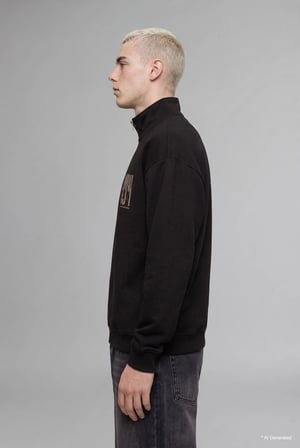 Defacto H3867AXBN337 Kahve Boxy Fit Yarım Fermuarlı Baskılı Sweatshirt