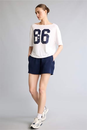 Standart Fıt Sporcu Crop Fit Modal Lacivert Şort