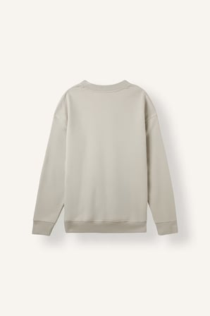 Boxy Fıt Bisiklet Yaka Baskılı Sweatshirt