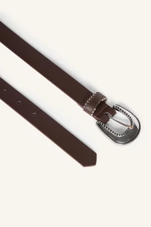 Kadın İşlemeli Metal Toka Suni Deri 2'li Jean Kemeri