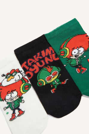Super 1 Takım	 3'lü Pamuklu Patik Çorap Erkek Çocuk