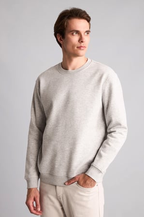 Regular Fıt Bisiklet Yaka Basic Sweatshırt