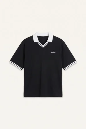 Boxy Fıt Polo Yaka Baskılı Kısa Kollu Polo Tişört