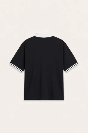 Boxy Fıt Polo Yaka Baskılı Kısa Kollu Polo Tişört