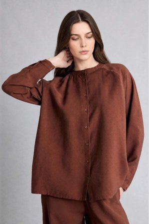 DeFacto Relax Fıt Modal Uzun Kollu Kahverengi Tunik H5279AX26SMBN317