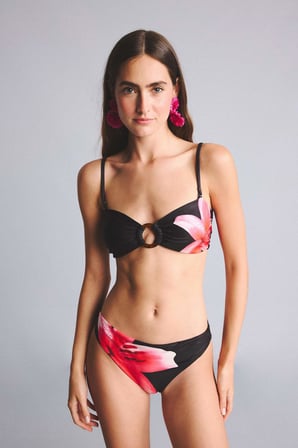 DeFacto Regular Fıt Çiçekli Siyah Bikini Üstü G5299AX26SMBK81