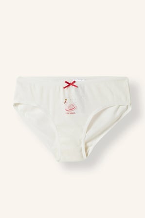 Baskılı Fiyonk Detaylı Penye 3'lü Slip Külot Kız Çocuk