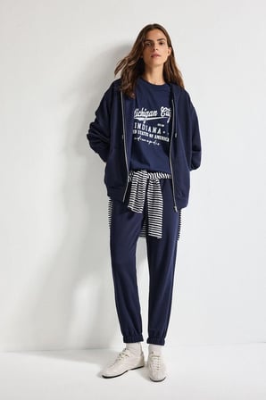 DeFacto Pamuklu Relax Fit Kapüşonlu Basıc Kalın Fermuarlı Sweatshirt C1809AX26WNNV251