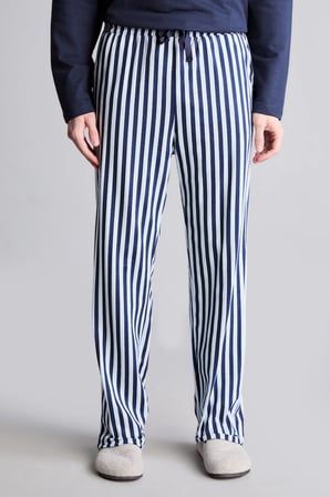 %100 Pamuk Regular Fit Bisiklet Yaka Uzun Kollu Baskılı Üst Çizgili Alt Pijama Takımı