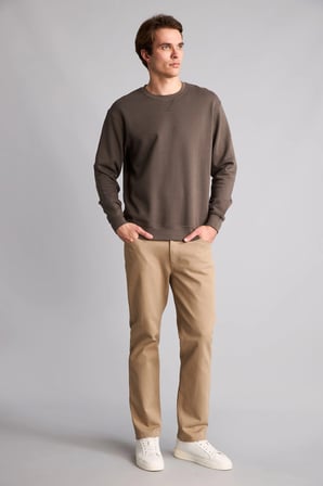 Defacto E8339AXKH534 Haki Pamuklu Regular Fit Basic Sweatshirt