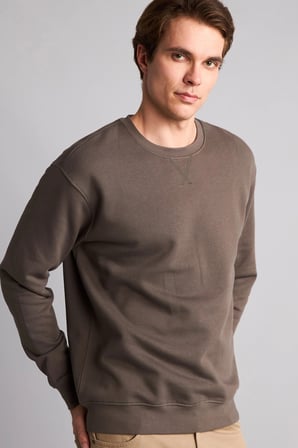 Defacto E8339AXKH534 Haki Pamuklu Regular Fit Basic Sweatshirt