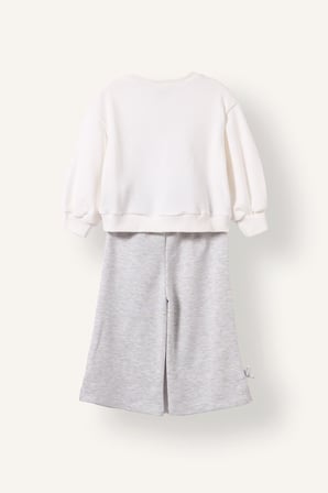 2'li Takım Baskılı Sweatshirt Eşofman Altı Kız Bebek